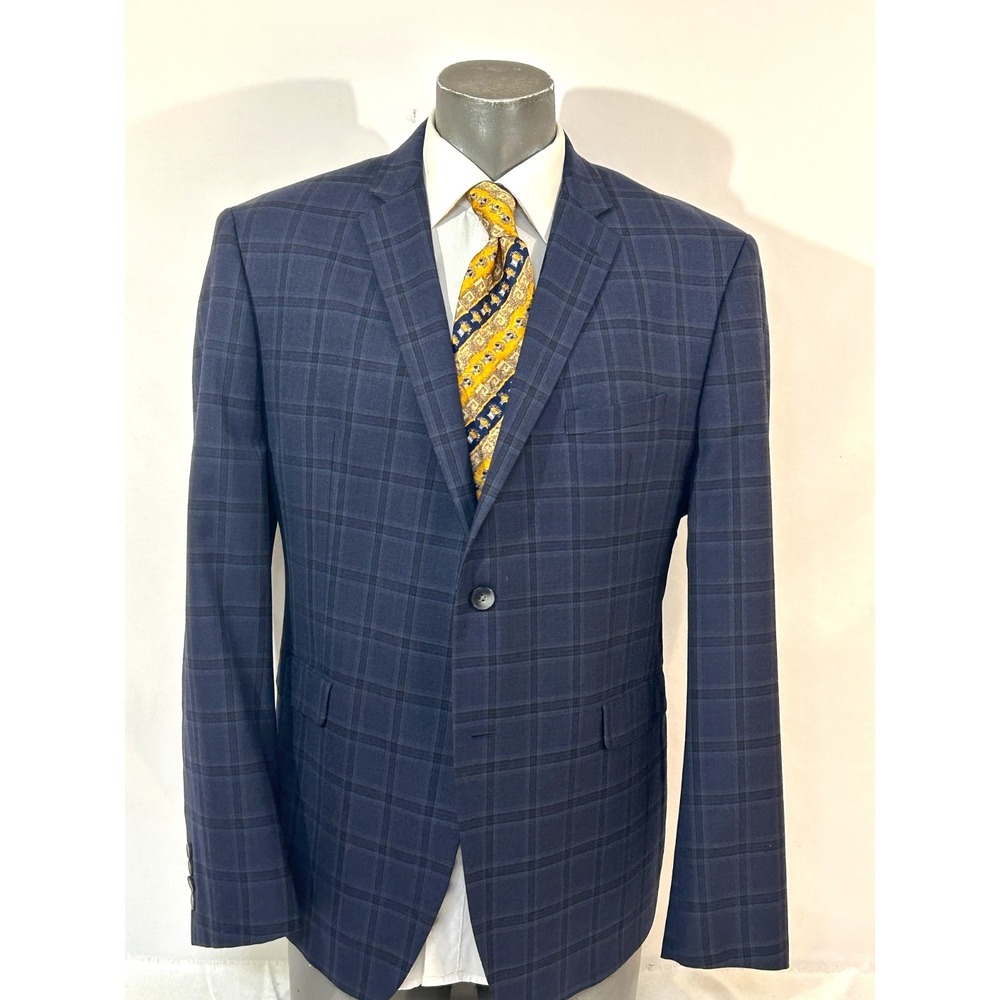 Original Penguin Blazer Mens 46R Blue Check Wool Blend Sport Coat Jacket‎